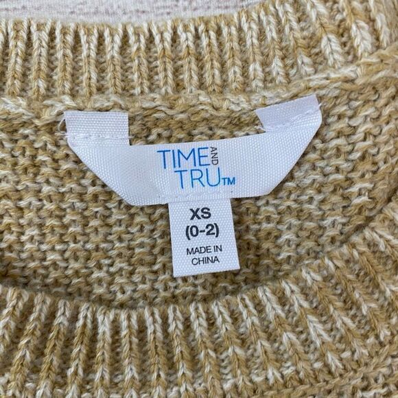 Time and Tru flutter sleeve women’s XS 0-2 NWT Longsleeve Crewneck tan sweater - Picture 10 of 11